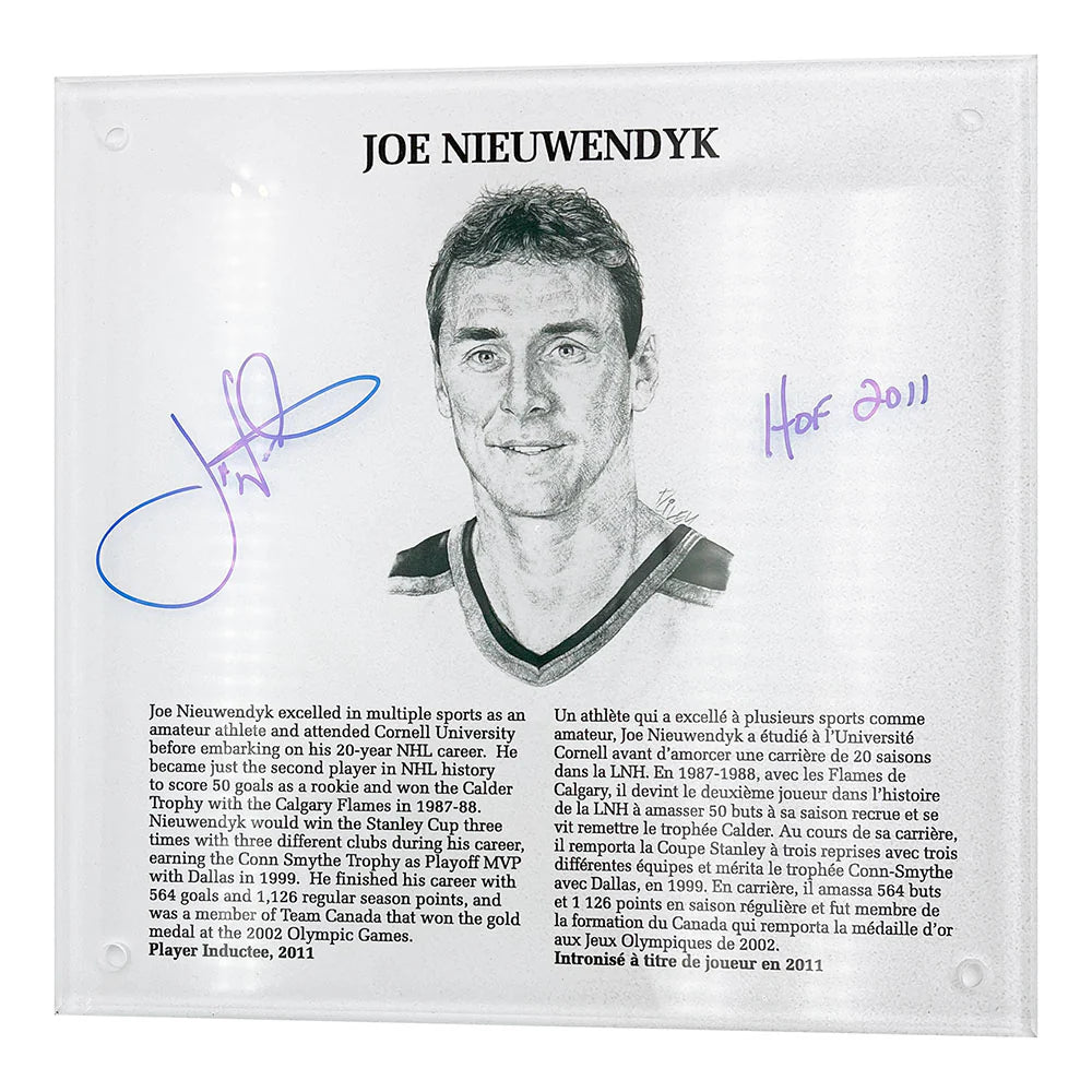Joe Nieuwendyk Signed 9" x 9" HOF plaque