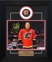 Jarome Iginla Signed 11" x 14" with puck slice