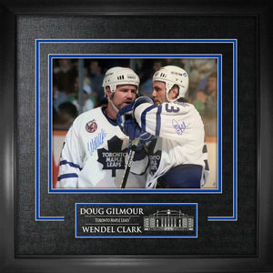 Doug Gilmour and Wendel Clark Dual Signed Framed 16x20 Leafs Talking Photo