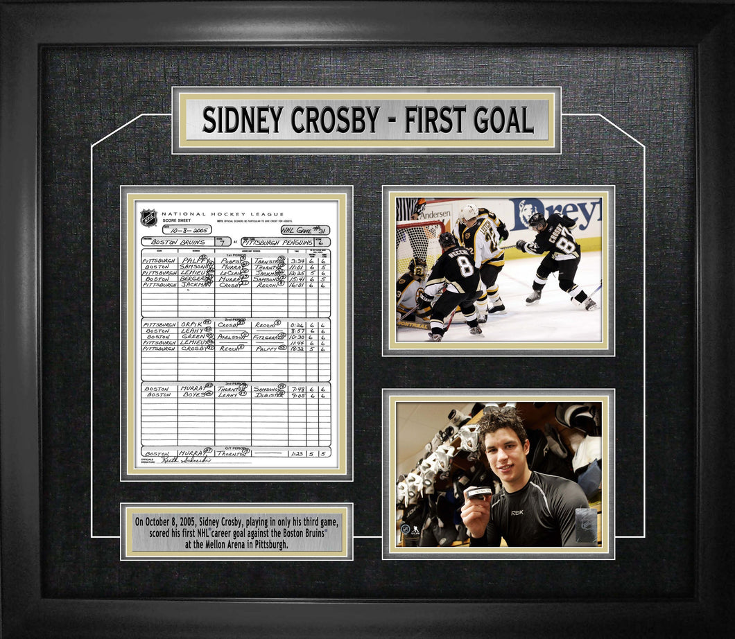 Sidney Crosby Pittsburgh Penguins Framed First Goal Collage with Scoresheet