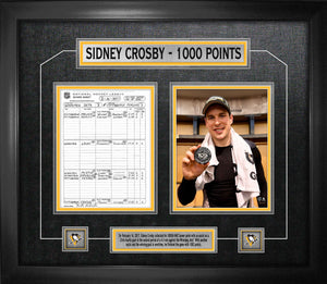 Sidney Crosby Pittsburgh Penguins Framed 1000th Point Collage with Scoresheet