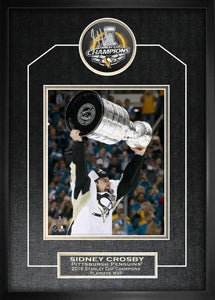 Sidney Crosby Pittsburgh Penguins Signed Framed 2016 Stanley Cup Puck with 8x10 Photo