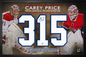 Carey Price Signed Numbers Framed 315 Wins Collage-H