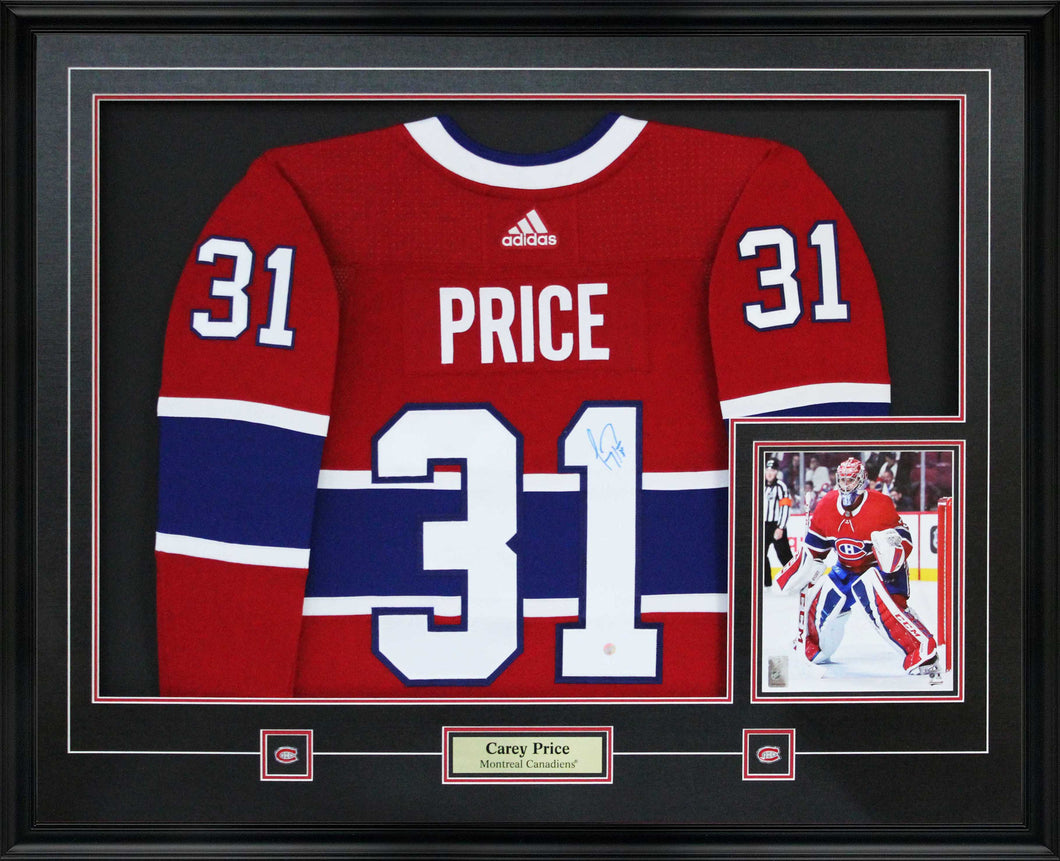 Carey Price Signed Framed Montreal Canadiens 2017-2020 Red Adidas Authentic Jersey with 8x10 Photo