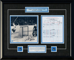 Darryl Sittler Toronto Maple Leafs Signed Framed 10x10 10 Point Night Goal Celebration with Scoresheet