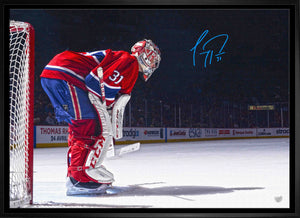 Carey Price Signed 20x29 Canvas Framed Canadiens Red Dark Background