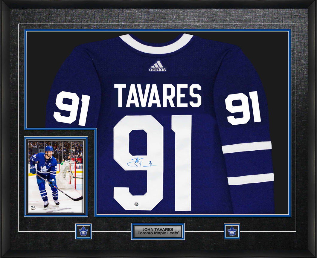 John Tavares Signed Framed Toronto Maple Leafs Blue Adidas Authentic Jersey with 8x10 Photo