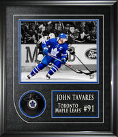 John Tavares Signed Framed Toronto Maple Leafs Puck