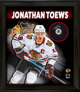Jonathan Toews Signed PhotoGlass Framed Chicago Blackhawks Puck