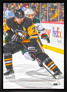 Evgeni Malkin Pittsburgh Penguins Framed 20x29 Skating with Puck Canvas