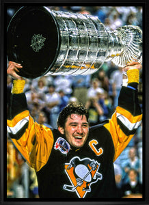 Mario Lemieux Pittsburgh Penguins Framed 20x29 Raising Cup Canvas