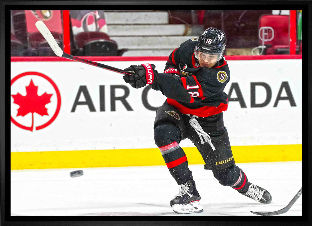 Tim Stutzle Ottawa Senators Framed 20x29 Shooting Canvas