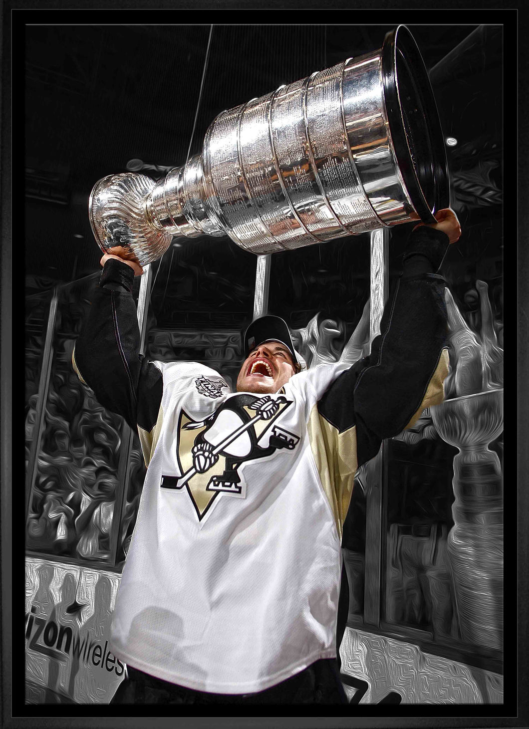 Sidney Crosby Pittsburgh Penguins Framed 20x29 Raising Cup Spotlight Canvas