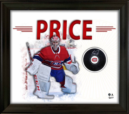 Carey Price Signed White PhotoGlass Framed Montreal Canadiens Puck