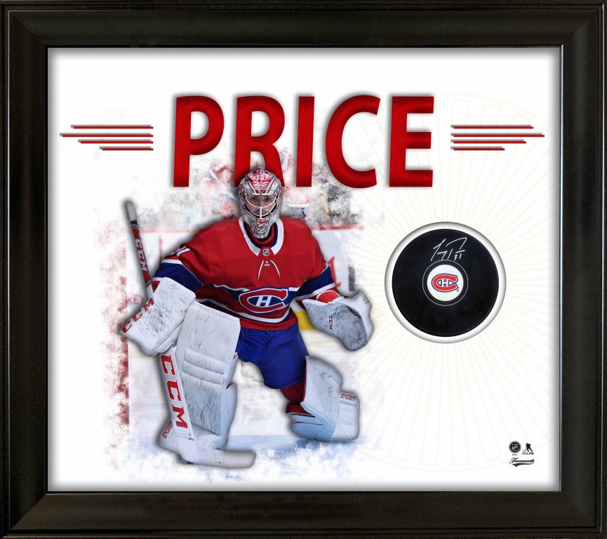 Carey Price Signed White PhotoGlass Framed Montreal Canadiens Puck