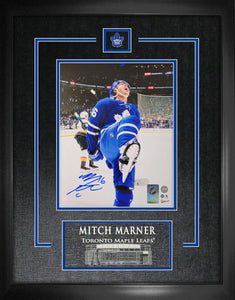 Mitch Marner Toronto Maple Leafs Signed Framed 8x10 Leg Kick Goal Celebration Vertical Photo