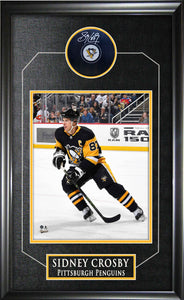 Sidney Crosby Signed Framed Pittsburgh Penguins Puck with 8x10 Photo