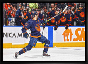Connor McDavid Unsigned 20x29 Framed Canvas Oilers Celebration-H