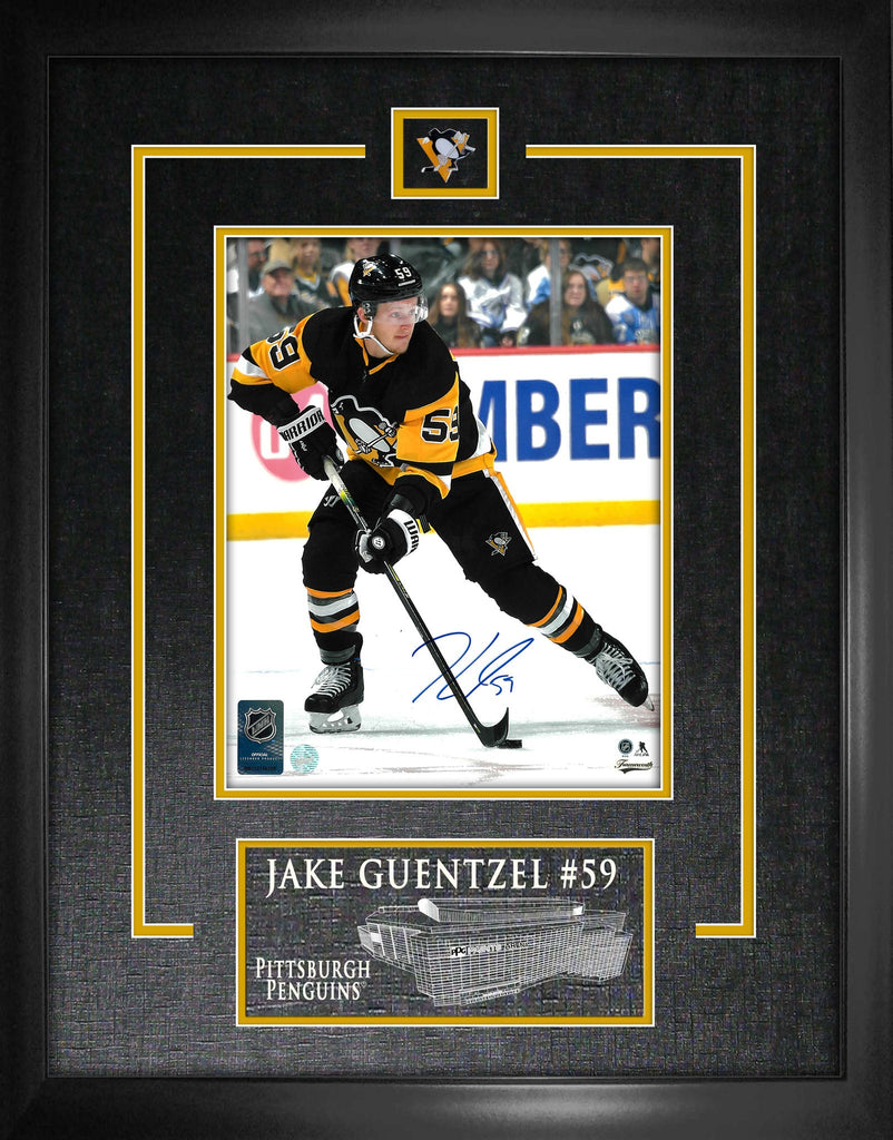 Jake Guentzel Pittsburgh Penguins Signed Framed 8x10 Skating with Puck Photo