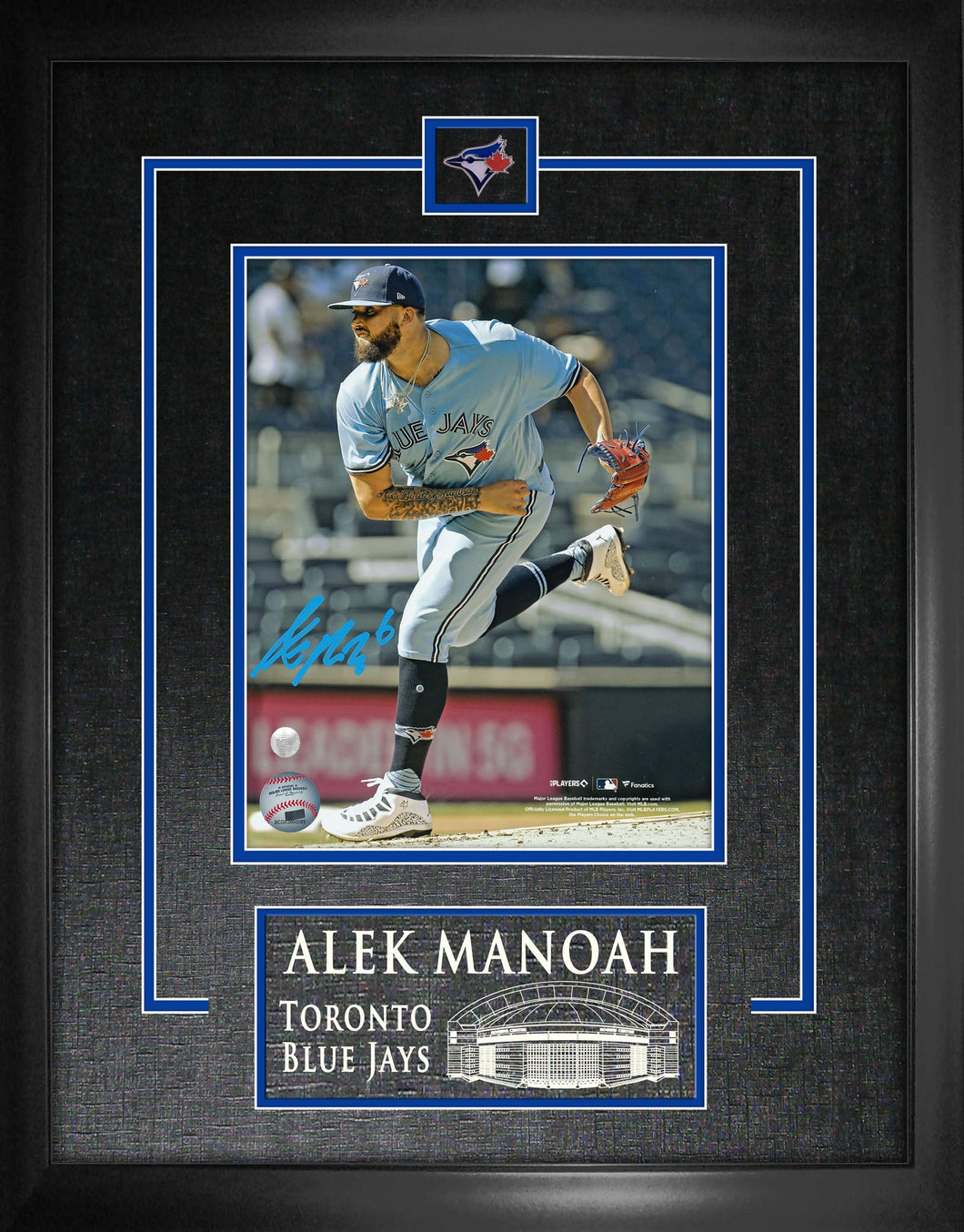 Alek Manoah Signed Framed Toronto Blue Jays 8x10 Light Blue Follow Through Photo