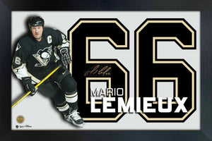 Mario Lemieux Pittsburgh Penguins Signed PhotoGlass Fram with Embedded Signature