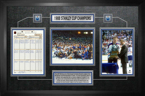Edmonton Oilers Framed 1988 Stanley Cup Champions Scoresheet Collage