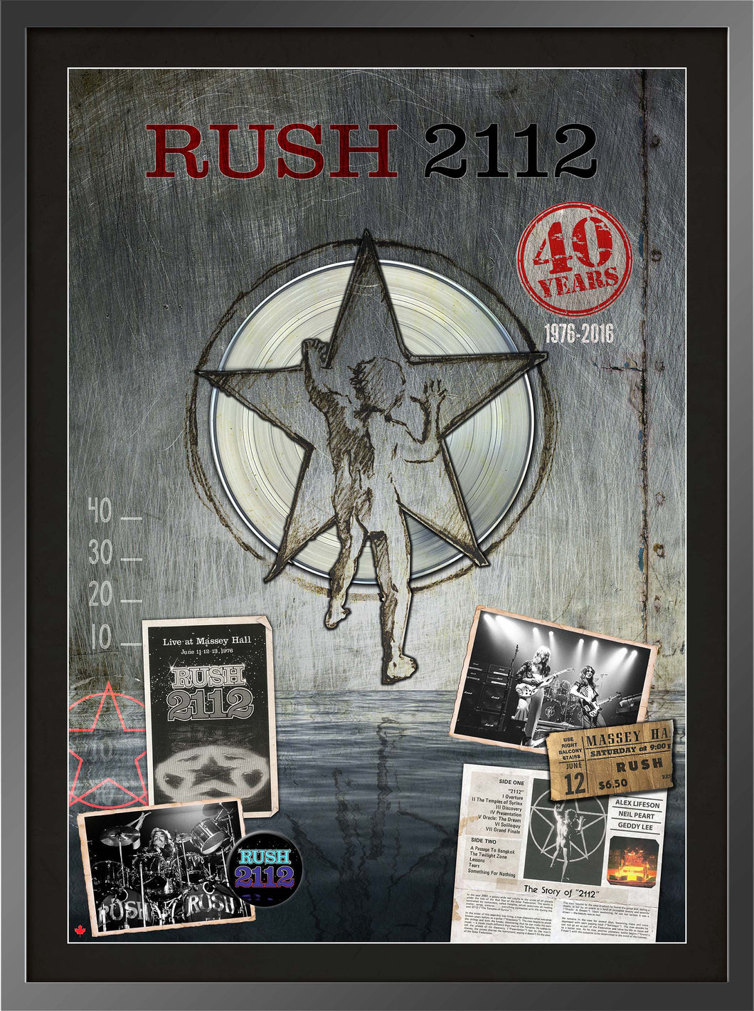 Rush Framed 40th Anniversary 2112 Collage With Platinum LP