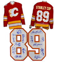 1989 Calgary Flames 13 Player Team Signed Stanley Cup Jersey #/89