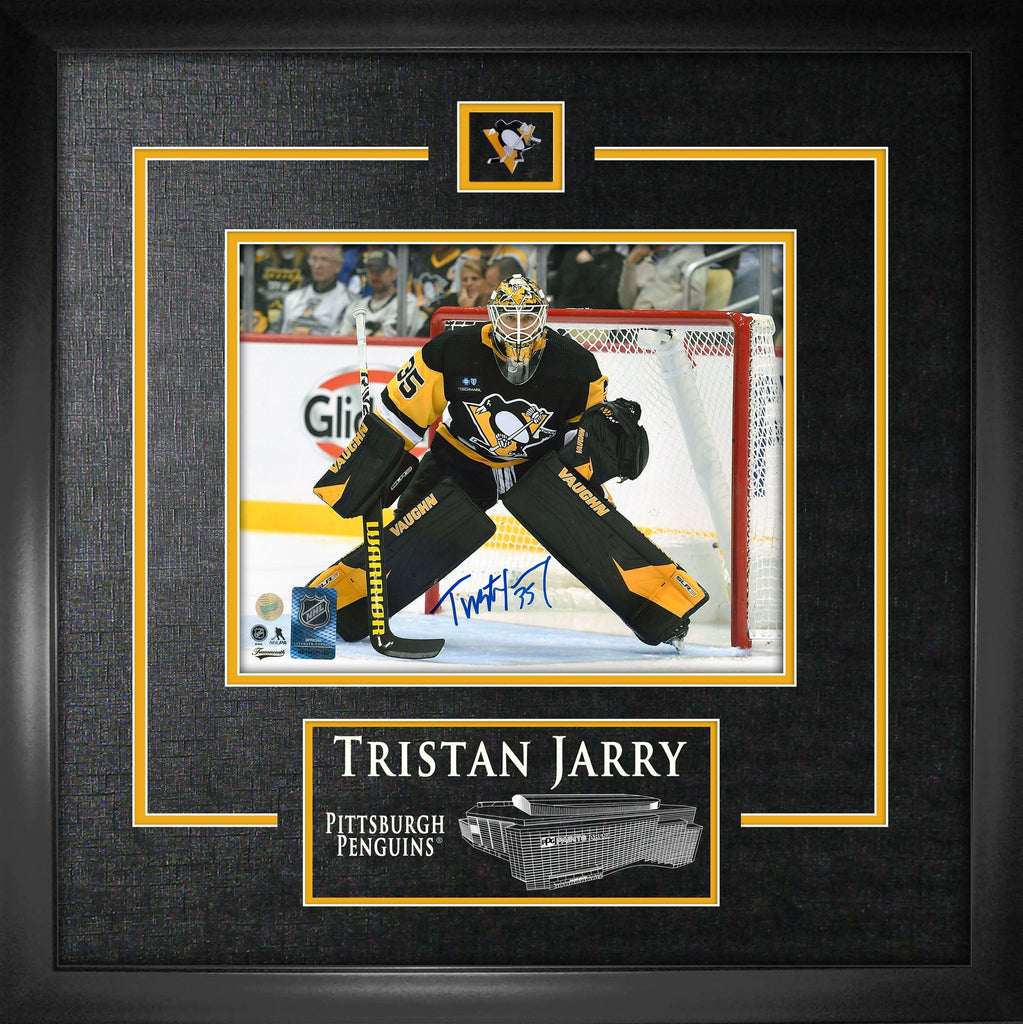 Tristan Jarry Signed 8x10 Etched Mat Penguins Dark Action-H