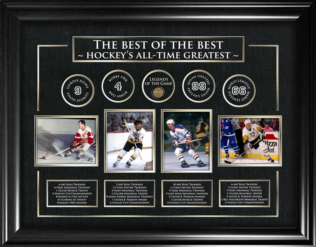 Best of the Best Gordie Howe, Wayne Gretzky, Bobby Orr, Mario Lemieux Framed Print