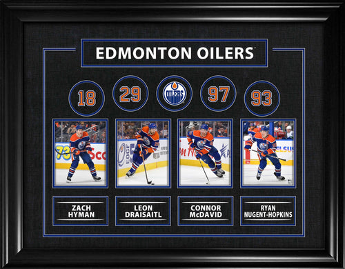 Edmonton Oilers Connor McDavid, Leon Draisaitl, Zach Hyman, Ryan Nugent-Hopkins Framed Print