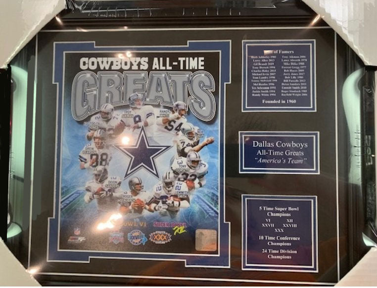 DALLAS COWBOYS ALL-TIME GREATS  - 8" x 10" - Custom framed