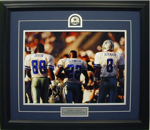 Dallas Cowboy Stars Irvin, Smith, and Aikman - framed 16×20 Photo