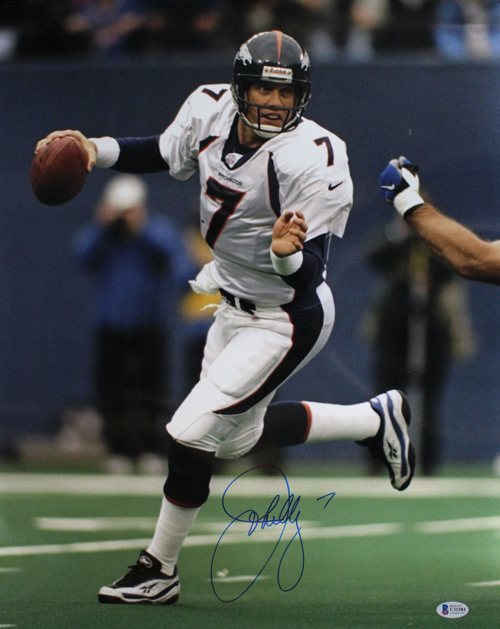 John Elway Autographed Denver Broncos 16×20 Photo - white