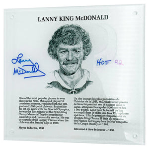 Lanny McDonald Signed 9" x 9" HOF plaque