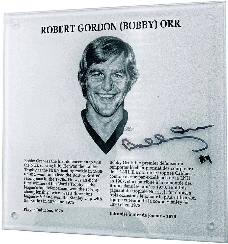 Bobby Orr Signed 9" x 9" HOF plaque