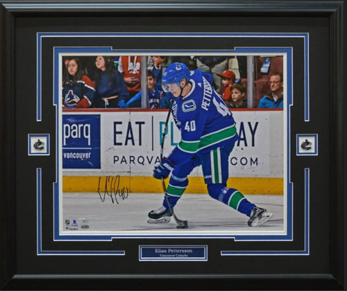 Elias Pettersson - custom framed autographed 16 x 20 VANCOUVER CANUCKS photo