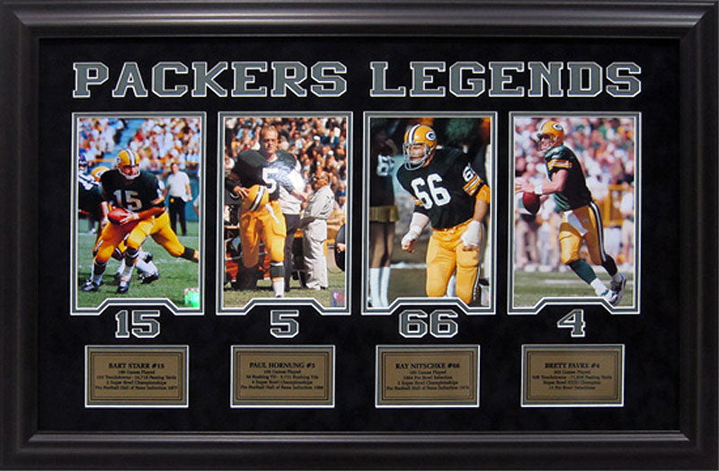 Bart Starr, Brett Favre & Aaron Rodgers Green Bay Packers 19x31 Custom  Framed Photo Display