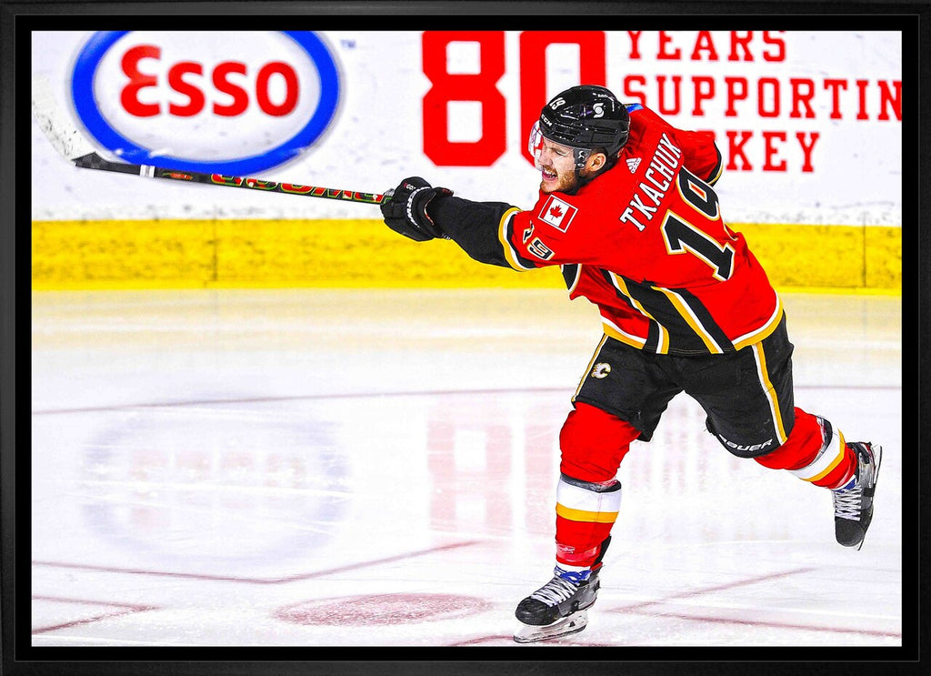 Matthew Tkachuk Framed Canvas - 20" x 29" The Shot