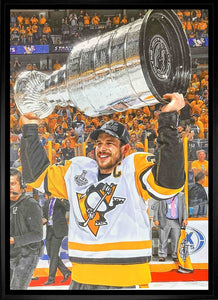 Sidney Crosby Pittsburgh Penguins Framed Canvas - Cup Hoist
