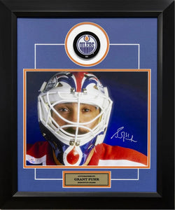 Grant Fuhr - custom framed autographed photo with card and bio