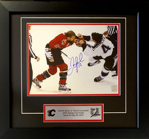 Jarome Iginla Autographed photo - Vincent Lecavalier Fight