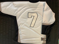 White XJ6 league jersey with applique logo and number