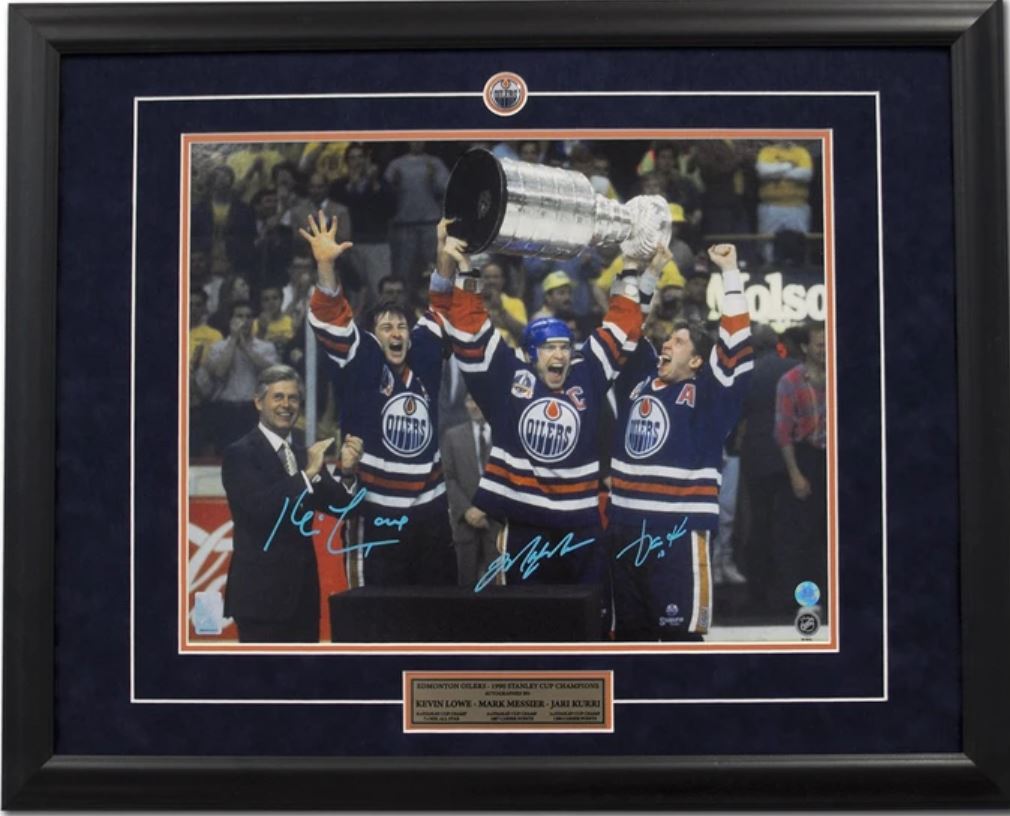 Kevin Lowe autographed 8x10 photo (Edmonton Oilers 1990 Stanley Cup  Champions) Matted & Framed
