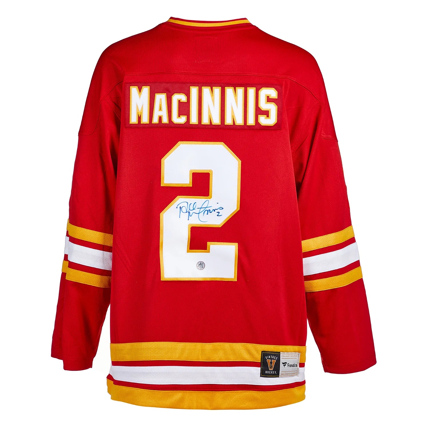 Al MacInnis Autographed Calgary Flames Fanatics Heritage Jersey w