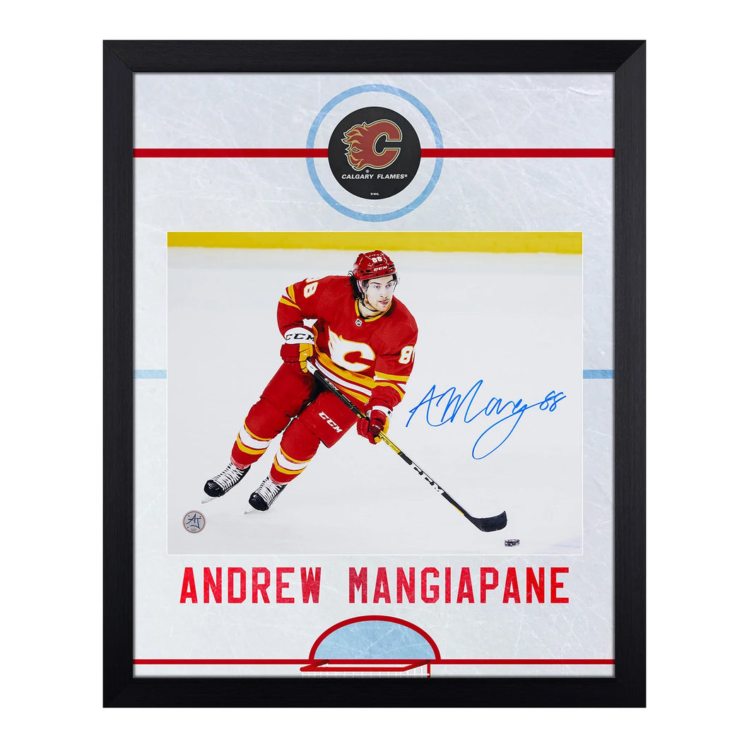 Andrew Mangiapane Signed Calgary Flames Rink Graphic