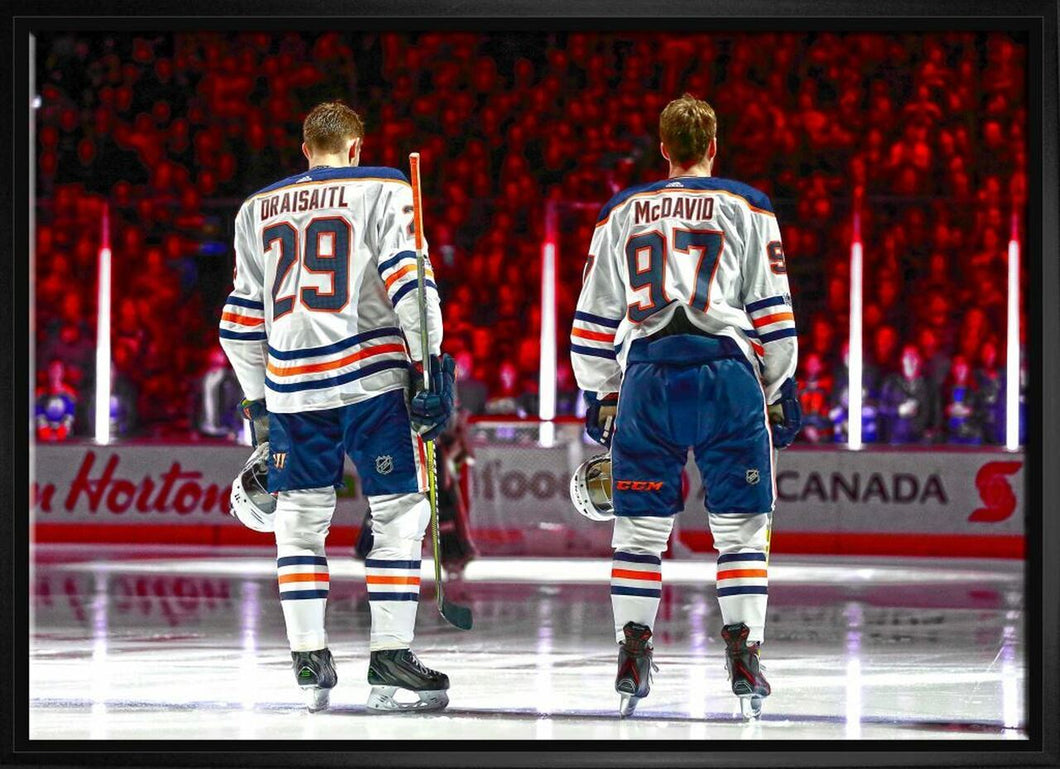 Connor McDavid and Leon Draisaitl - Framed Canvas Edmonton Oilers