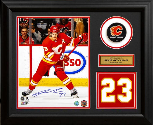 Sean Monahan - Autographed photo framed with jersey numbers