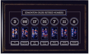Edmonton Oilers Custom Framed Collage of Retired Jersey Numbers