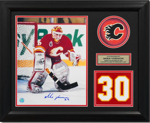 Mike Vernon - Calgary Flames Signed Retro Logo Jersey Number
